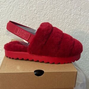UGG Red Fluff Slide Slingback - Women's Plush Shearling